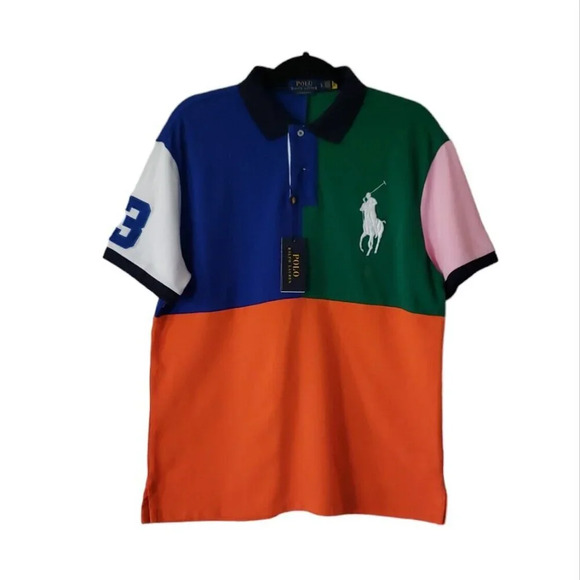 Polo Ralph Lauren Men’s Multi Color Slim Fit Big Pony Mesh Polo Shirt Size Large - Picture 4 of 12